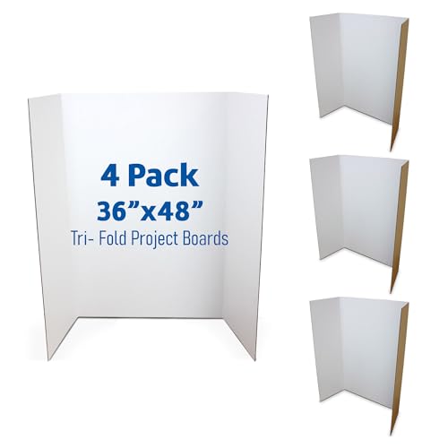 Flipside Products 36” x 48” Project Boards for Presentations, Science Fair, School Projects, Event Displays and Trifold Picture Board, Proudly Made in USA - White - 4 Pack - color: Clay White, size: 4 Pack