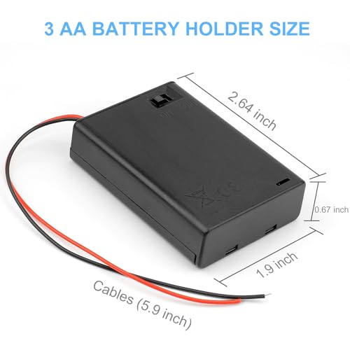 AA Battery Holder, 2 Pack 3 AA Battery Holder with Leads, with Switch, (3x1.5 Volt) 4.5V AA Battery Pack Box Holder (3 AA Battery Holder with Leads)