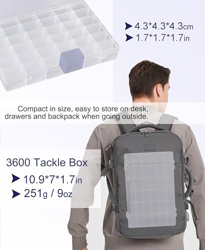 8 PCS 36 Grids Bead Organizer Box Plastic Box Clear Box Organizer 3600 Tackle Box Organizer Bead Containers Plastic Organizer Compartment Organizer Box Jewelry Earring Organizer (8 Pcs)