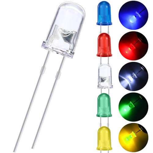 EBOOT 200 Pcs Clear Light Emitting Diodes Bulbs LED Lamp,5mm,5 Colors - color: 5 Colors