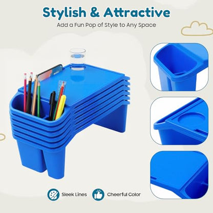 Kids Lap Desk 6 Pack, Activity Trays with Storage for Classroom & Daycare - color: Red/Bule/Yellow