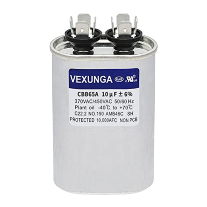 VEXUNGA 10uF 370/440VAC 50/60Hz CBB65 CBB65A Oval Run Start Capacitor 10 MFD 370V/440V Air Conditioner Capacitors for AC Unit Fan Motor Start or Pool Pump or Air Condenser Straight Cool - style: [V01] 10uF Oval