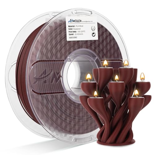AMOLEN Wood PLA 3D Printer Filament 1.75mm Dry Rosewood 15% Wood Fiber 1KG - color: Wood-dry Rose