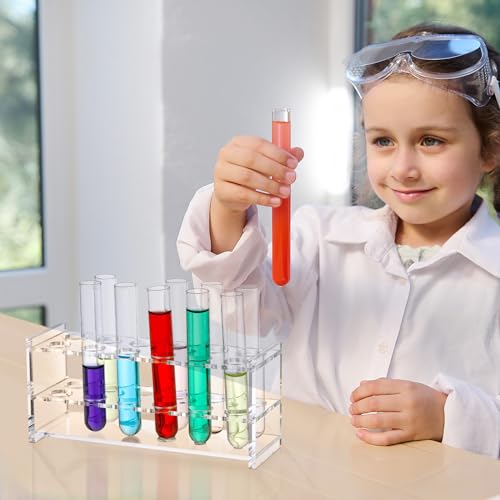 2 Pcs Acrylic Test Tube Rack 12 Wells 10ml Acrylic Centrifuge Tube Holder Clear Syringe Holder 16mm/ 0.63 inch Lab Vial Stand Transparent for 10ml Centrifuge Tubes