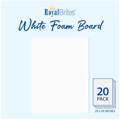 Royal Brites White Foam Board Sturdy, Lightweight, 3/16 in Thick - color: White, size: 20” x 30”, 20 Sheets