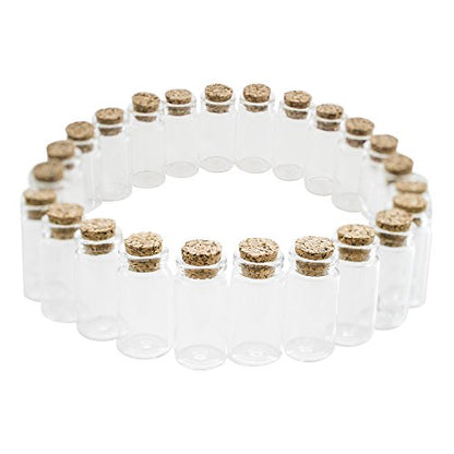 Super Z Outlet Mini Clear Glass Jars Bottles with Cork Stoppers for Arts & Crafts, Projects, Decoration, Party Favors - Size: 1-1/2" Tall X 3/4 Inches Diameter (24 Count) - size: 24 Count