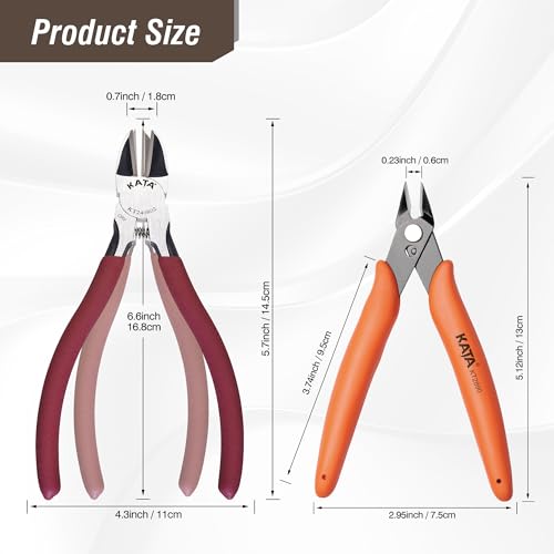 KATA 5 Inch Mini Wire Cutters and 6 Inch Side Cutter Plier for Home Crafts - size: 6" Wire Cutters + 5" Flush Cutters