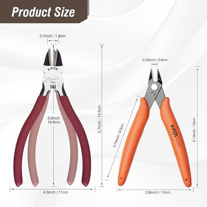 KATA 5 Inch Mini Wire Cutters and 6 Inch Side Cutter Plier for Home Crafts - size: 6" Wire Cutters + 5" Flush Cutters
