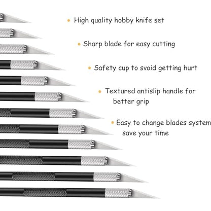 Mudder 15 Pack Exacto Knife Set, Craft Knives Hobby Knife, Black - color: Black
