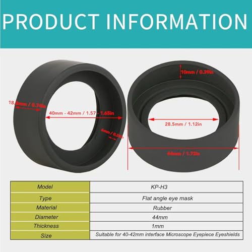 Eyepiece Cover 2PCS 44mm Diameter Rubber Stereo Microscope Eyepiece Eyeshields Flat Angle Eyepiece Guard for 40-42mm Interface