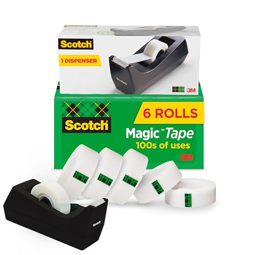 Scotch Magic Tape with Scotch Desktop Dispenser, 6 Rolls of 3/4" x 1000"