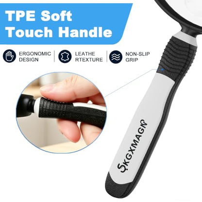 10X Magnifying Glass for Reading, 4.3" Senior Handheld Magnifier