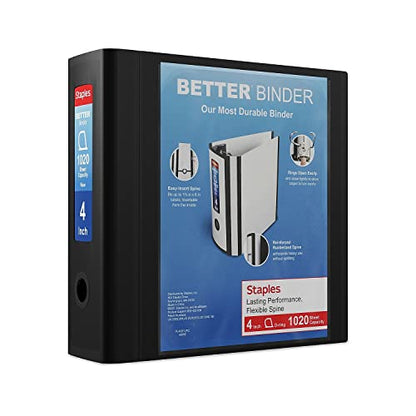 Staples Better 4-Inch D-Ring View Binder, Black, Reinforced Spine - color: Black, size: 4-Inch