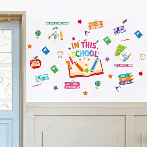 LHIUEM in This School Wall Stickers Positive Affirmations Window Cling - color: School