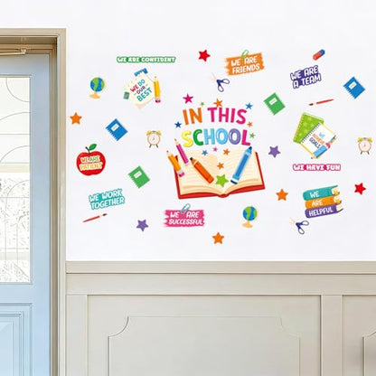 LHIUEM in This School Wall Stickers Positive Affirmations Window Cling - color: School