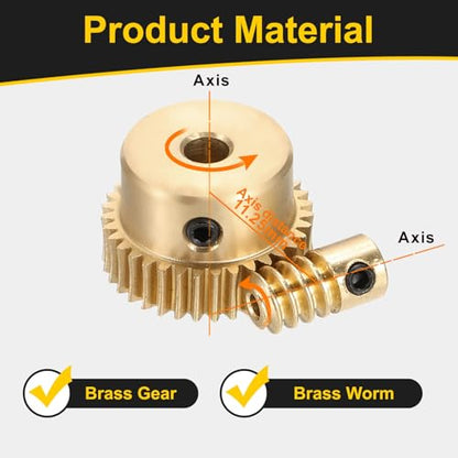 uxcell Worm Gear Set Right Rotation 35T 0.5 Module 1:35 Reduction Rate - size: Gear-4mm, Rod-2mm Bore, style: 0.5M-35T
