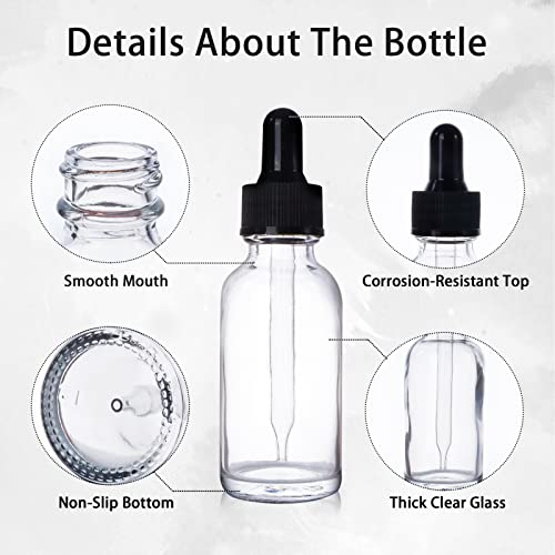 48 Pack 1oz Clear Glass Bottles with Glass Eye Droppers - color: Clear-48pack