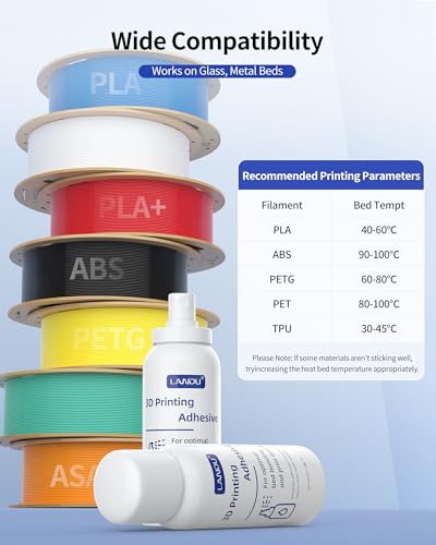 LANDU 3D Printing Adhesive, 3D Printer Build Plate Bed Adhesive Glue Reduces Warping for ABS, ASA, PLA, and PETG Filament Suitable for Various 3D Printing Beds, 3D Glue for 3D Printing - 150ml - size: 1 PACK