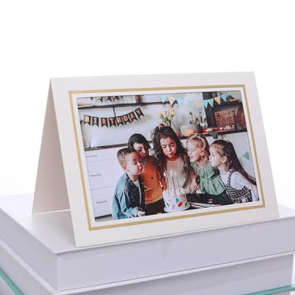 50 Sets Photo Frame Cards with Envelopes 4x6 Paper Picture Frames Bulk - color: White with Gold Lining, size: 4X6