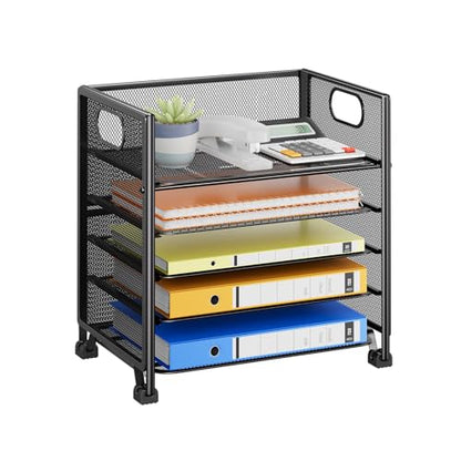 Simple Trending 5-Tier Paper Tray Organizer, File Organizer for Desk, Black - size: 13" x 9" x 13"
