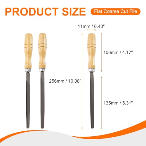 HARFINGTON 3pcs Triangle Coarse/Medium/Thin Cut File 6" Double Cut Teeth High Carbon Steel Hand Rasp File Wood Handle for Metal Wood Deburring Removing - size: 6"