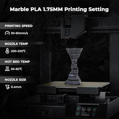 AMOLEN Rock PLA Filament 1.75mm, Dual Color Marble PLA 3D Printer Filament 1kg Spool (2.2lbs), 3D Printing Filament Dimensional Accuracy +/- 0.02 mm, Fit Most FDM Printer (sedimentary Rock) - color: Sedimentary Rock