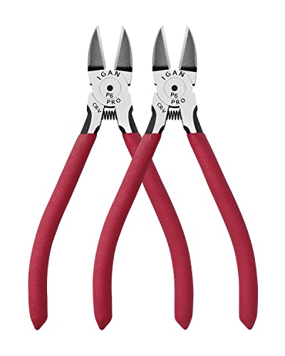 IGAN-P6 Wire Cutters (Pack of 2), 6-inch Ultra Sharp & Powerful Side-cutting Pliers with Longer Flush Cutting Edge, Ideal Wire Cutter for Crafts, Floral, Electrical & Any Clean Cut Needs - size: Pack 2