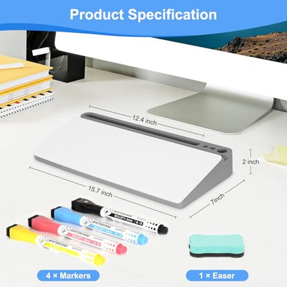 Desktop Glass Whiteboard with Storage, Desk Dry Erase White Board Gray - color: Organizer-grey