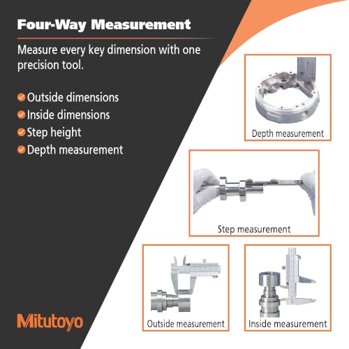 Mitutoyo 530-312 Vernier Calipers, Stainless Steel, for Inside, Outside, Depth and Step Measurements, Metric, 0"/0mm-150mm Range, +/-0.03mm Accuracy, 0.02mm Resolution, 40mm Jaw Depth