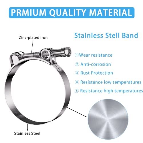 2 Pack 2.25 Inch T Bolt Hose Clamps 64-72mm, Heavy Duty Stainless Steel Turbo Intercooler Clamps for Diesel Truck Intake Marine Radiator - size: 64-72mm(2.5"-2.83") 2Pcs