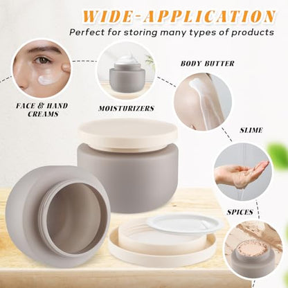 4 Pack 8 OZ Plastic Jars Round Cosmetic Container with Lids,Wide Mouth Soft Slime Jars for Lotion,Hand Cream,Ointments,Makeup,Body Butter,Rhinestone,Samples Pot Travel Make Up Storage (Grey) - color: Grey