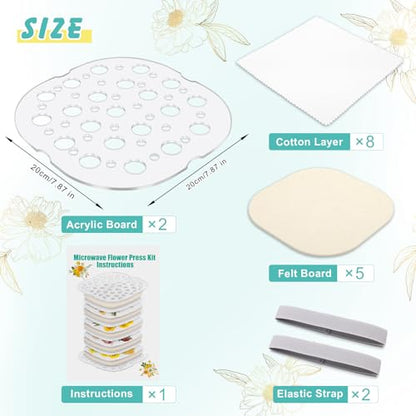 Coldairsoap Microwave Flower Press Kit for Adults 4 Layers 8" x 8"