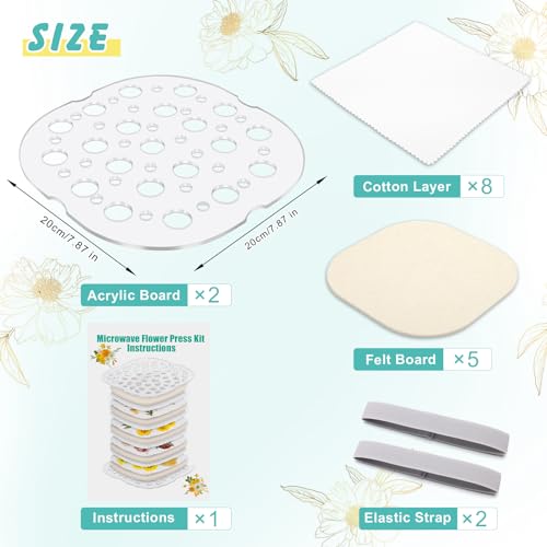 Coldairsoap Microwave Flower Press Kit for Adults 4 Layers 8" x 8"