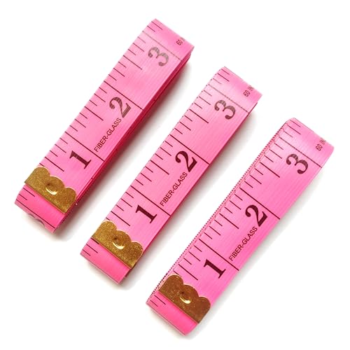 3 Pack Tape Measure Body Measuring Tape, Soft Fabric Measuring Tape for Sewing Cloth Measurement, 60 Inch Double Scale Tailor Ruler for Weight Loss (Red) - color: Red