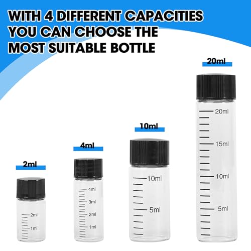 12PCS 4ml Clear Glass Graduated Vials with Screw Caps & Plastic Stoppers - color: CLEAR, size: 4ml