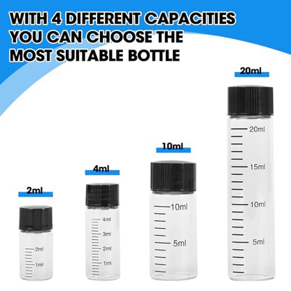 12PCS 20ml Clear Glass Graduated Vials with Screw Caps & Plastic Stoppers - color: CLEAR, size: 20ml