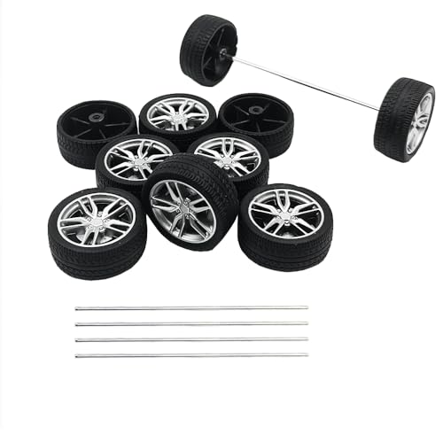 10PCS Toy Car Wheels 37mm Rubber Tire Wheels with Metal Shaft for RC Car Truck DIY Model Toy Wheel Replacement Accessories (2.5x37mm) - style: 2.5x37mm