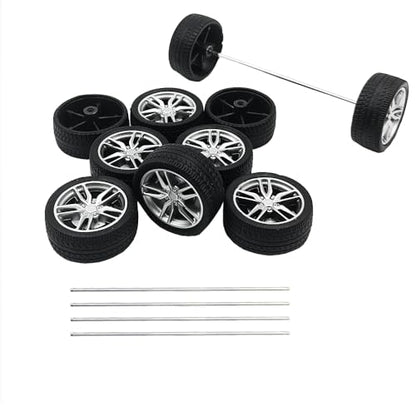 10PCS Toy Car Wheels 37mm Rubber Tire Wheels with Metal Shaft for RC Car Truck DIY Model Toy Wheel Replacement Accessories (2.5x37mm) - style: 2.5x37mm
