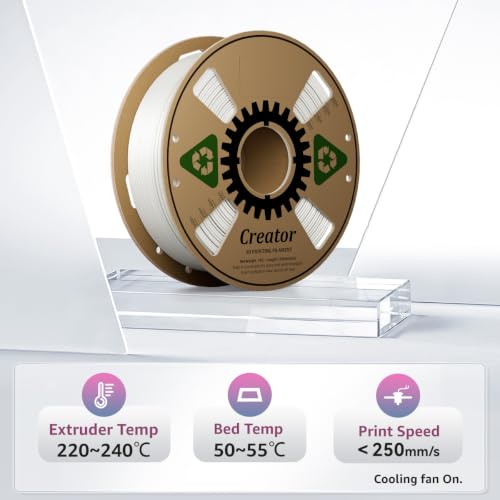 Creator Silk PLA White Filament 1.75mm +/- 0.02mm, Shiny and Glossy, Silk Texture, Color Changing 3D Printing Filament 1kg Spool - color: Silk White