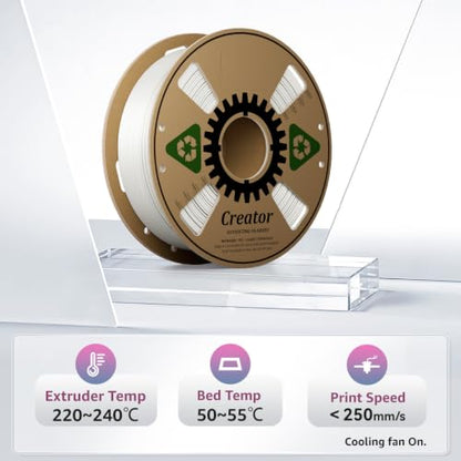 Creator Silk PLA White Filament 1.75mm +/- 0.02mm, Shiny and Glossy, Silk Texture, Color Changing 3D Printing Filament 1kg Spool - color: Silk White
