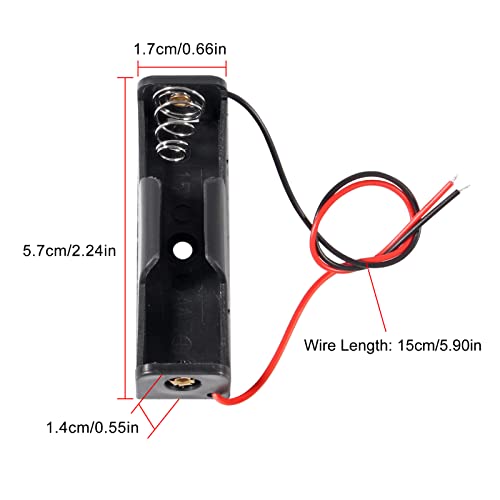 Aobao 8pcs Single AA Battery Holder 1 X 1.5V AA Battery Holder Case Box with Leads Wires
