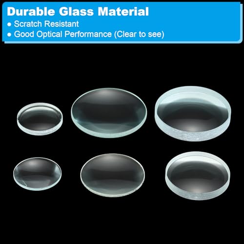 PATIKIL 5cm,10cm Focal Length Double Convex and 7.5cm,10cm Focal Length Double Concave Lens 1 Set, 6 Pack Glass Optically Polished Round Edges Lens, Clear
