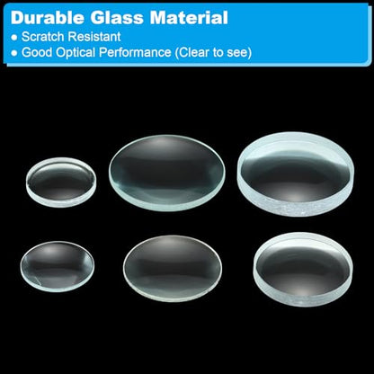 PATIKIL 5cm,10cm Focal Length Double Convex and 7.5cm,10cm Focal Length Double Concave Lens 1 Set, 6 Pack Glass Optically Polished Round Edges Lens, Clear