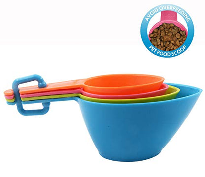HINMAY Pet Food Scoops Plastic Measuring Cups Set for Dog Cat and Bird Food