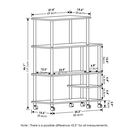 Furinno Turn-N-Tube Kitchen Shelf Cart, Americano/Black - color: Americano/Black, size: 4-Tier with Side