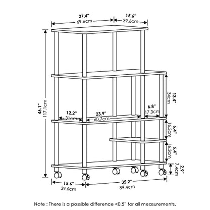 Furinno Turn-N-Tube Kitchen Shelf Cart, Americano/Black - color: Americano/Black, size: 4-Tier with Side