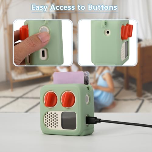 Silicone Case Cover for Yoto Mini (2024 Edition), Travel Carrying Case with Adjustable Shoulder Strap Protective Cover for Yoto Mini Player (Light Green) - color: Light Green