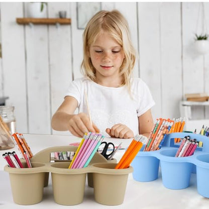 6 Pack Classroom Caddy Organizer with Handle 6 Compartments Table Caddy