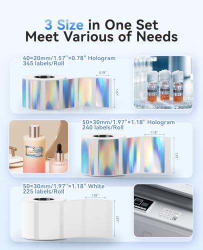 NIIMBOT M2/M3 Thermal Transfer Labels 3 Rolls Pack,Only for NIIMBOT M2/M3 - size: 3 Rolls MIX Size 1