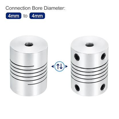 uxcell 1Pcs 4mm to 4mm Aluminum Alloy Shaft Coupling L25xD19 Flexible Coupler Beam Stepper Motor Joint Connector for 3D Printer CNC Machine DIY Encoders and Motors Shaft,Silver - size: 4mm to 4mm
